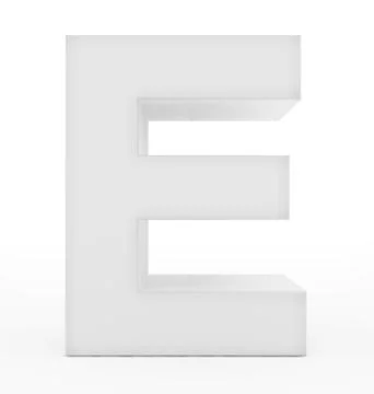 Letter E 3d white isolated on white Stock Illustration