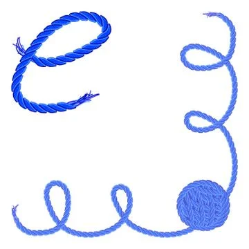 Letter E. Alphabet font vector - yarn, rope, cable Ilustración de archivo