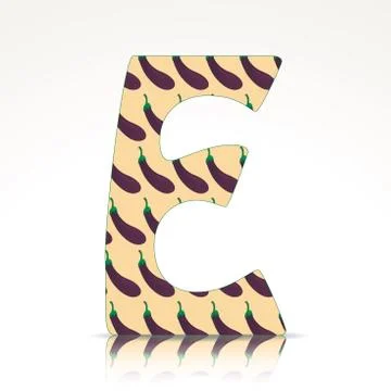 The letter e of the alphabet made of eggplant Stock Illustration