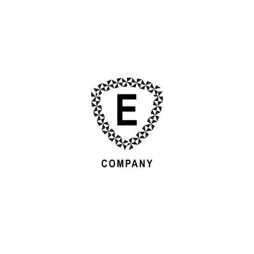 Letter E alphabetic logo deisgn template. Geometric shield sign illustratio.. Illustrazione stock