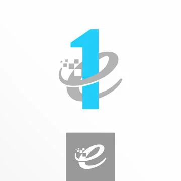 Letter E and 1 free logo vector stock. Join abstract design concept. Stock Illustration