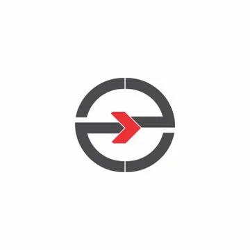 Letter e arrow geometric logo vector Stock Illustration