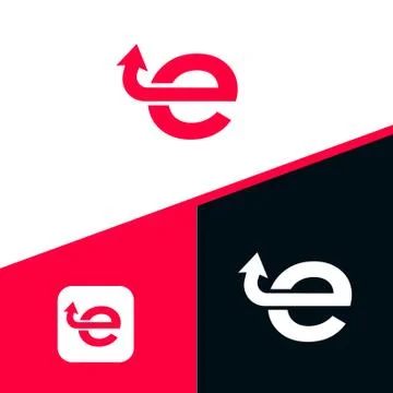 Letter E arrow loop logo icon design template elements. Vector color sign Stock Illustration