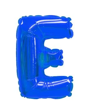 Letter e from a balloon blue Stock Photos