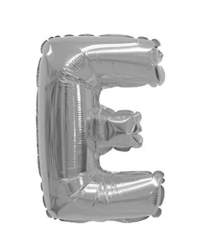 Letter e from a balloon grey, chrome Stock Photos