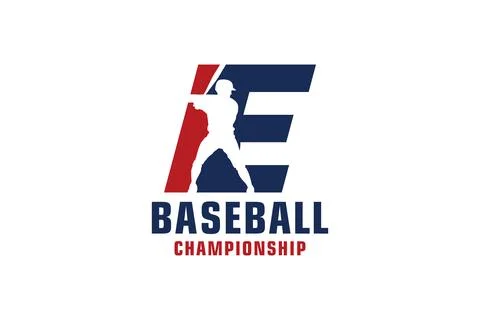 Letter E with Baseball Logo Design. Vector Design Template Elements for Spo.. イラスト素材