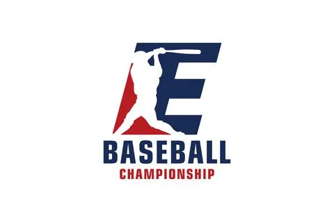 Letter E with Baseball Logo Design. Vector Design Template Elements for Spo.. Illustrazione stock