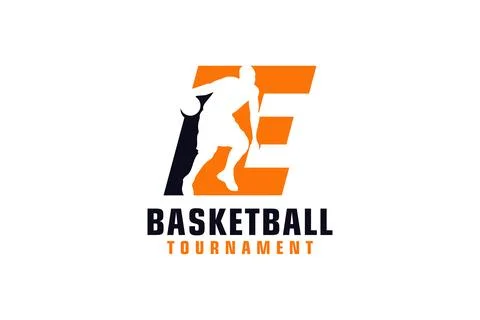 Letter E with Basketball Logo Design. Vector Design Template Elements for S.. Illustrazione stock