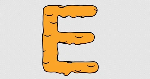 Letter E. Cartoon style video, melting orange letter. Stock Footage 157152452