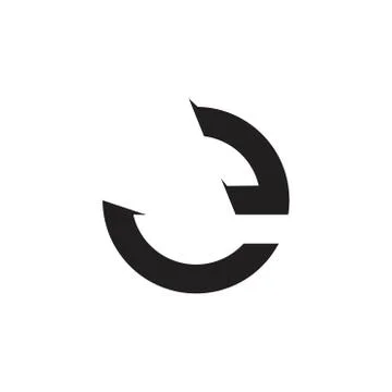 Letter e circle rotate arrow geometric logo vector Stock Illustration