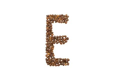 Letter E of coffee beans Stock Photos