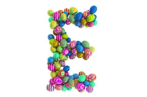 Letter E from colored Easter eggs, 3D rendering Stock Illustration