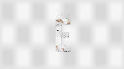 Letter E with colored particles and ash, letter smoldering, English alphabet Stock Footage 289141714