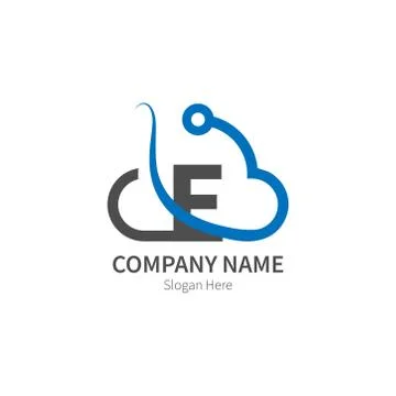 Letter E  combined with cloud technology icon logo Stock Illustration