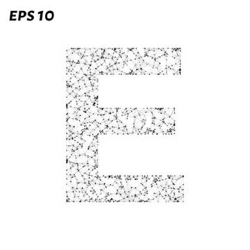 The letter E consists of points, lines and triangles. Vector illustration. Stock Illustration