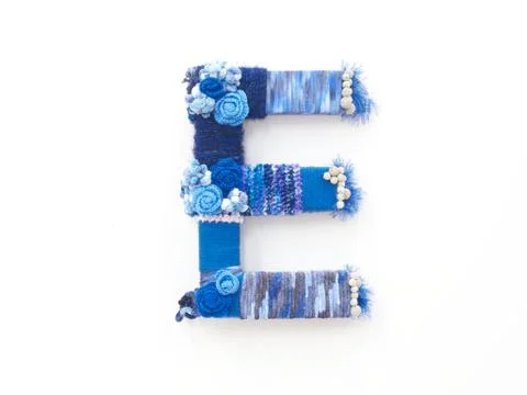 Letter "e" created with yarn Stock Photos
