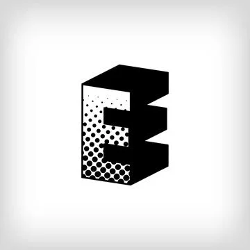 Letter E with creative shadow, pop art dot design alphabet sign. Stock Illustration