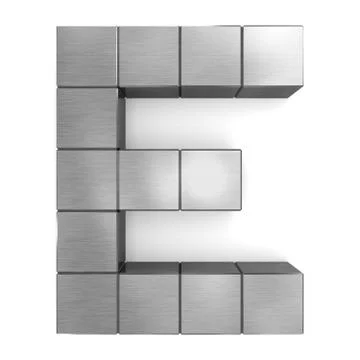 Letter e cubic metal Stock Illustration