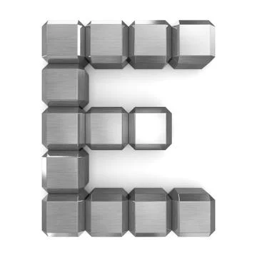 Letter e cubic metal Stock Illustration