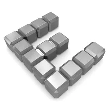 Letter e cubic metal Stock Illustration