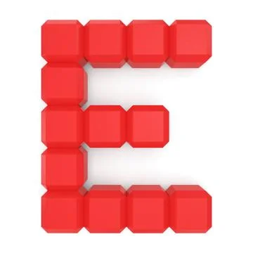 Letter e cubic red Stock Illustration