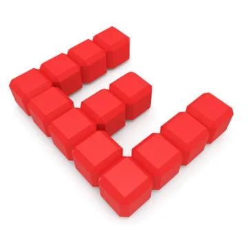 Letter e cubic red Stock Illustration