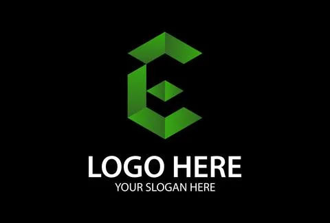 Letter E Diamond Green with Dark Background Logo Design	 Stock Illustration
