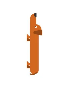 Letter E is dog. pet font. Dachshund alphabet. Lettering home animal Stock Illustration