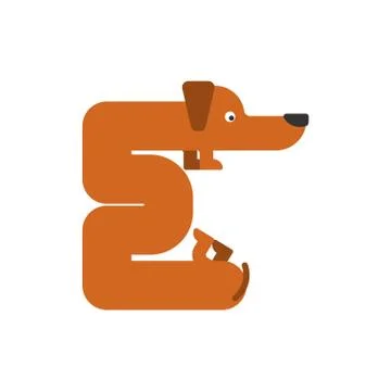 Letter E is dog. pet font. Dachshund alphabet. Lettering home animal Stock Illustration