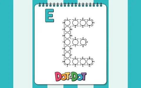 Letter E dot to dot activity for children alphabet Stock Illustration