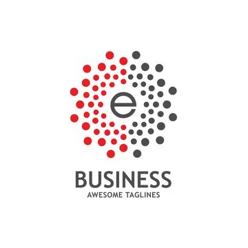 Letter E with dotted vector circle frame, Stock Illustration