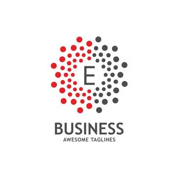 Letter E with dotted vector circle frame, Stock Illustration