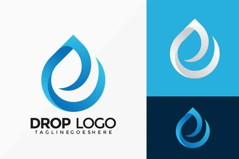 Letter E Drop Water Logo Vector Design. Abstract emblem, designs concept, log 스톡 일러스트