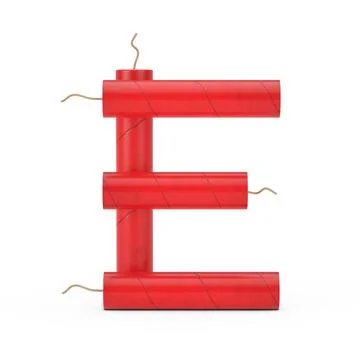 Letter E as Dynamite Sticks Alphabet Collection. 3d Rendering Illustrazione stock