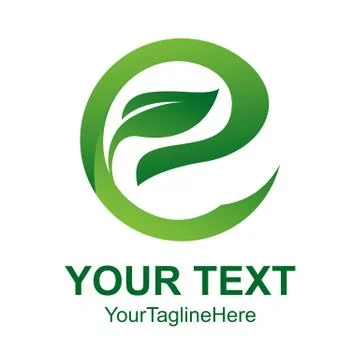 Letter E eco logo isolated on white background. Organic bio logo with a leaf  Illustrazione stock