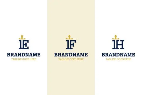 Letter E F H Sword Luxury Logo Set, symbolizing strength, prestige, and tim.. Stock-Illustration