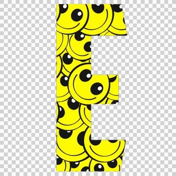 Letter E filled with yellow smiley faces Stock Illustration