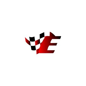 Letter E flag racing race design vector Stock Illustration