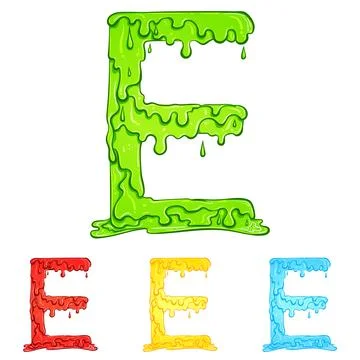Letter E with flow drops colors Stock Illustration