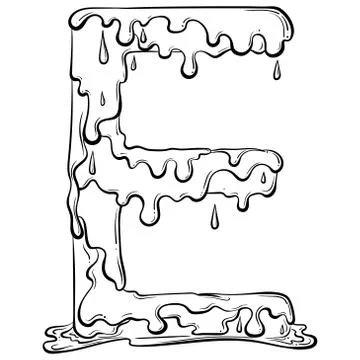 Letter E with flow drops Stock Illustration