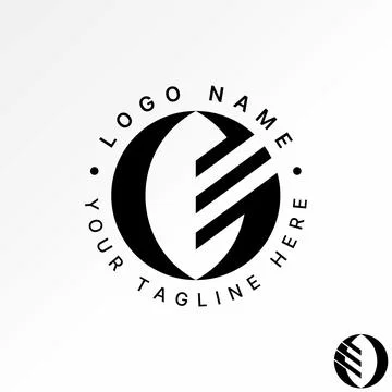 Letter E font on leaf negative space branding capital loop element minimal Stock Illustration