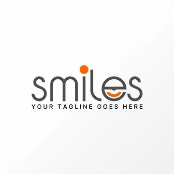 Letter E font or word SMILES with smiling mouth typography happy mood Stock Illustration
