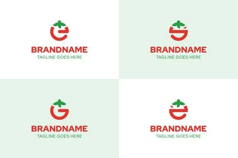 Letter E G S Z Tomato Logo Set, symbolizing fresh communication, creativity.. Stock Illustration