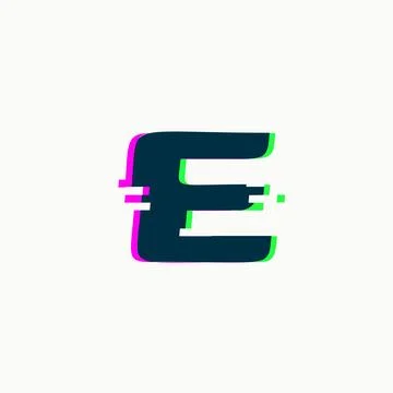 Letter E. Glitch font, vector isolated abstract symbol with digital noise Stock Illustration