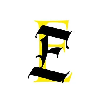 Letter E, in the Gothic style. Vector. Alphabet. The symbol is isolated on a Stock Illustration