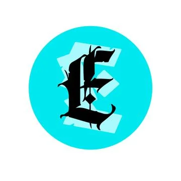 Letter E, in the Gothic style. Vector. Alphabet. The symbol is isolated on a Stock Illustration