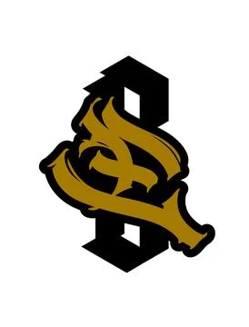 Letter E in graffiti and gothic style. Vector. Graffiti, tag and medieval lat Stock Illustration