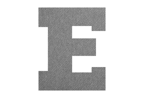 Letter E  with gray fabric texture on white background Stock Photos