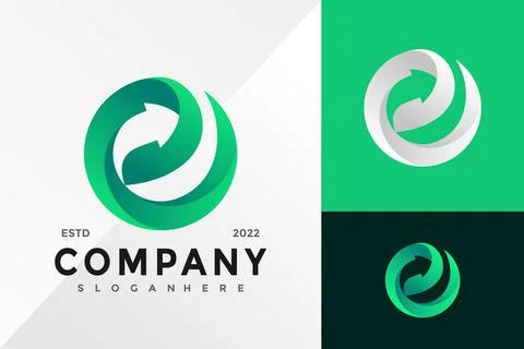 Letter E Green Arrow Logo Design Vector illustration template 스톡 일러스트