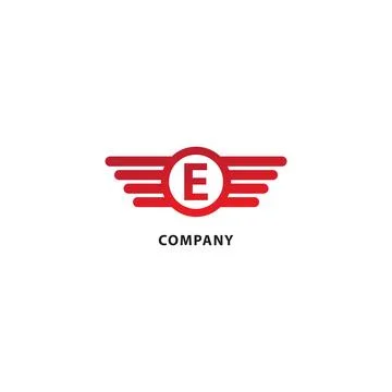 Letter E Initial Abjad Logo Design Template. Rounded Wings, Ellipse Shape a.. Stock Illustration